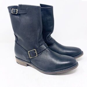 Walk Overs Vintage Union Made USA Moto Biker Boots Slouch Black Leather